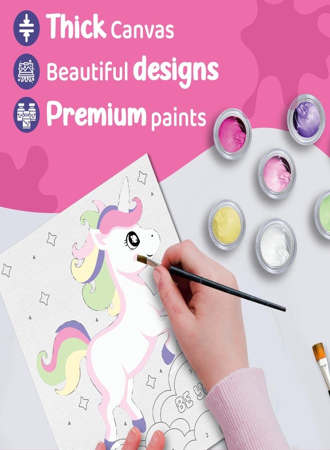 jackinthebox Paint by Number Unicorn - 3 Pack Painting Kit for Kids, DIY Printed Canvas, Easy Paint by Number for Girls & Boys, Great Christmas & Holiday Gift, Paint by Numbers for Kids Ages 6 7 8 9 - Image 4